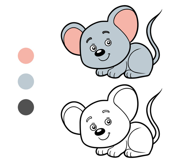 Coloring book, coloring page (mouse) - Vector, Image