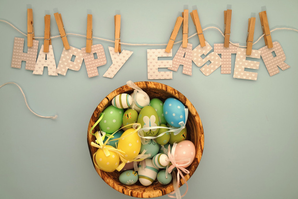Happy Easter - wooden shell - Photo, Image