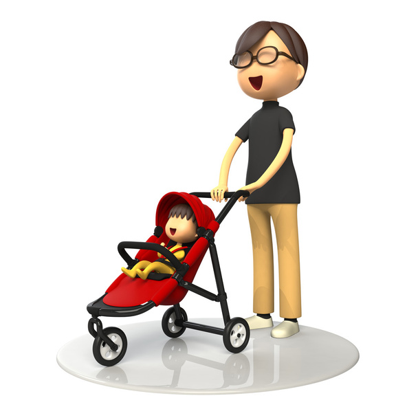 Papá y el bebé en buggy
 - Foto, Imagen