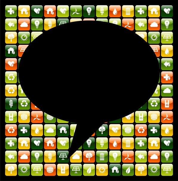 Global teléfono móvil verde iconos de aplicaciones burbuja
 - Vector, imagen