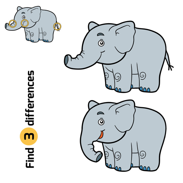 Find differences for children (elephant) - Vector, Image