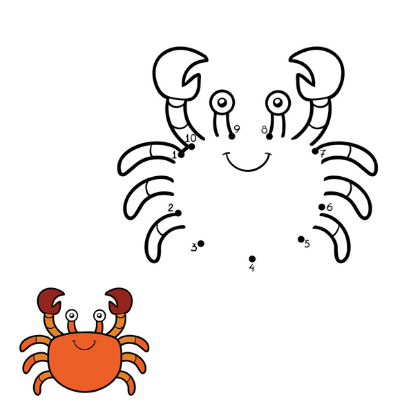 Numbers game, dot to dot (crab) - Vector, Image
