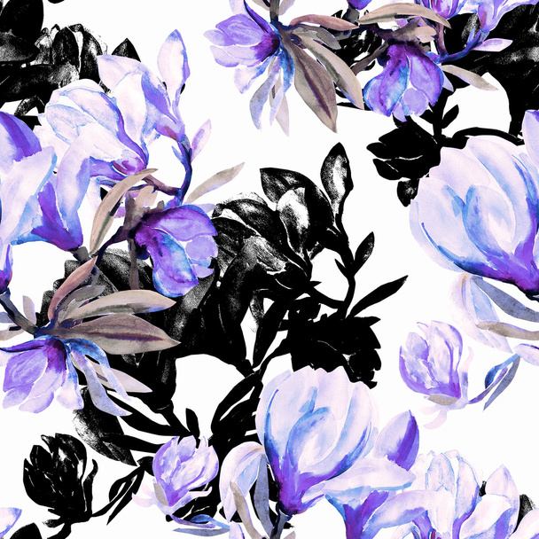 Modèle sans couture de fleurs magnolia - Photo, image