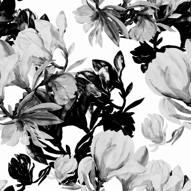 Modèle sans couture de fleurs magnolia - Photo, image