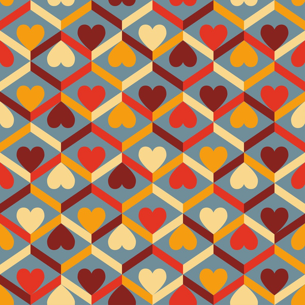 Abstract seamless striped pattern with hearts. Vector illustrati - Vector, Image