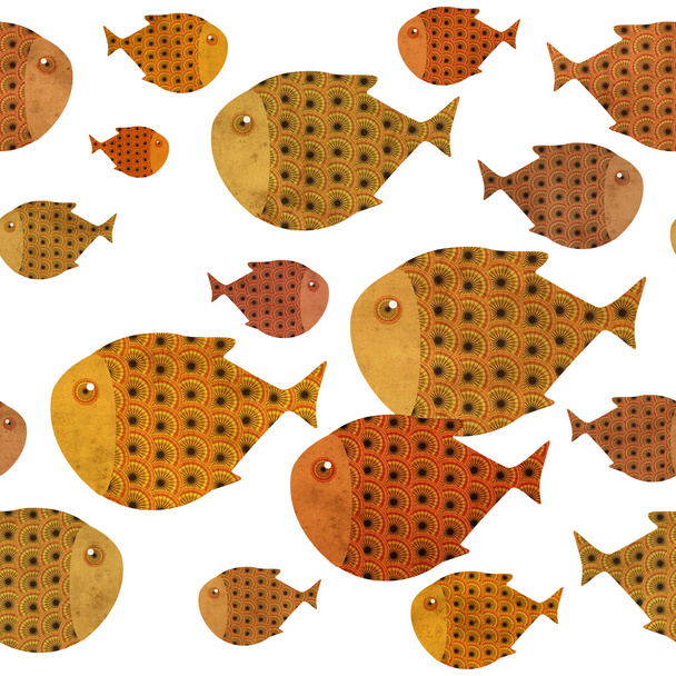 swimming fish border illustration - Foto, Imagen