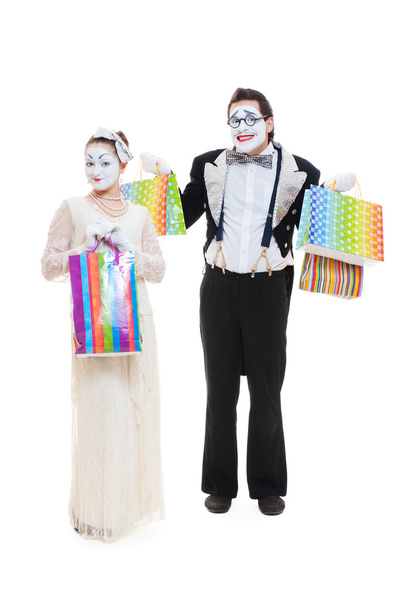 Two funny mimes go shopping - Foto, afbeelding