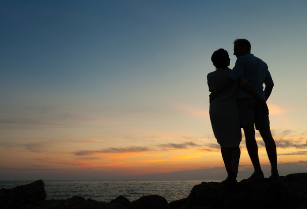 Loving couple silhouettes - Фото, изображение