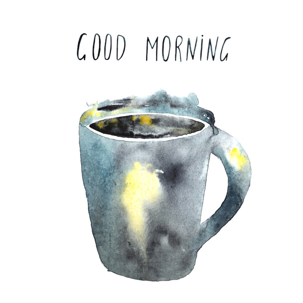 Watercolor good morning card - Photo, image