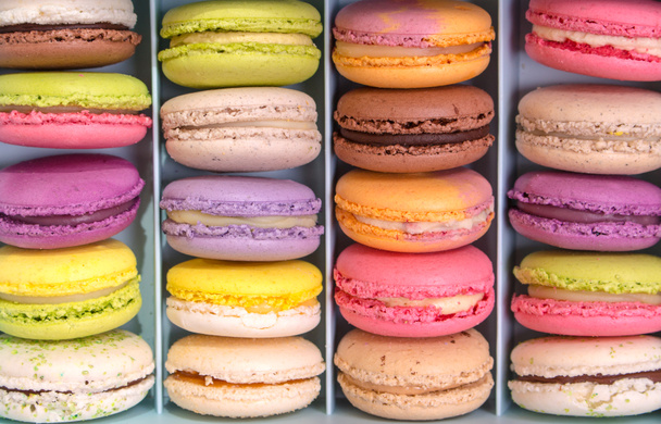 Assorted colorful macaroons in a box - Photo, Image