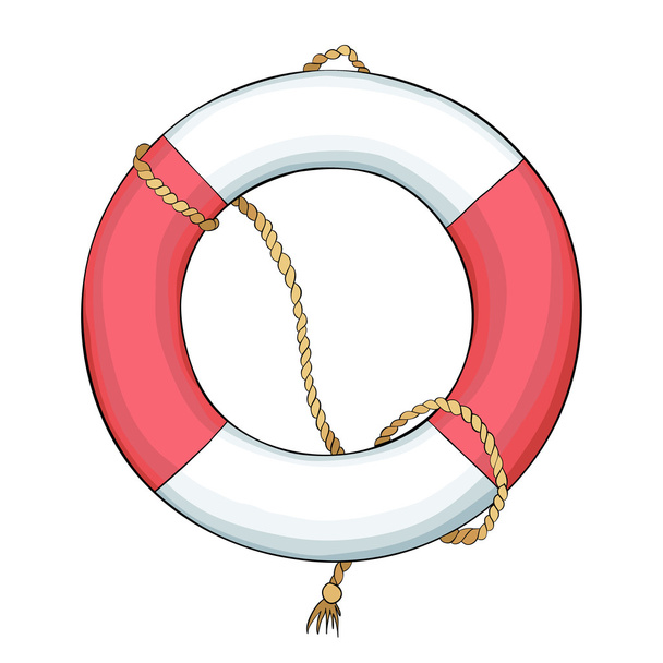 Lifebuoy і мотузка з темним контуром
  - Вектор, зображення