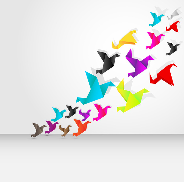 Origami pássaro voando
 - Vetor, Imagem