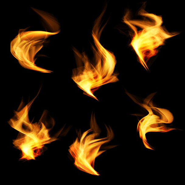Fire frames sets isolated black background - Photo, Image