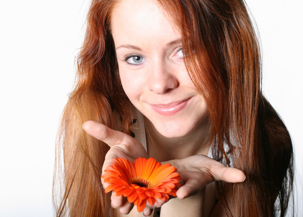 Girl blow on flower - Foto, imagen