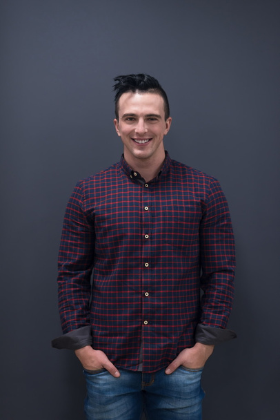 portrait of young startup business man in plaid shirt - 写真・画像