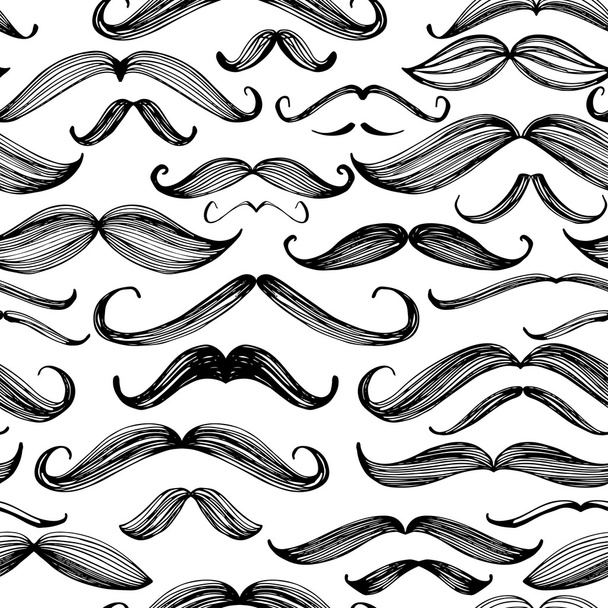 Seamless mustache in vintage style - Вектор,изображение