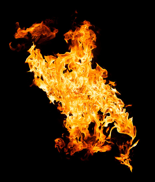 Fire flames - isolated on black background - Photo, image