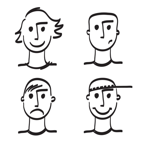 Ręcznie rysowane człowiek twarz wektor ilustracja ico - Wektor, obraz