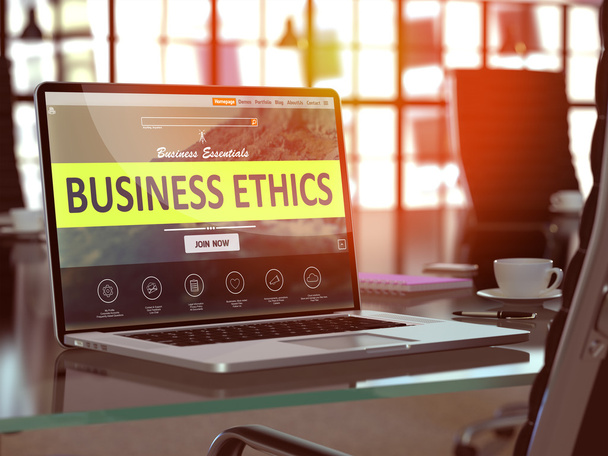 Business Ethics Concept on Laptop Screen. - Photo, Image