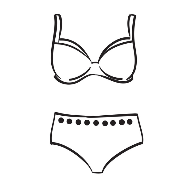 Woman swimming suit female swimsuit drawn vecto - Vector, Image
