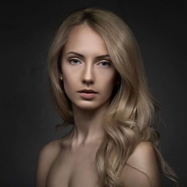 closeup studio portrait of beauty blond woman - Фото, изображение