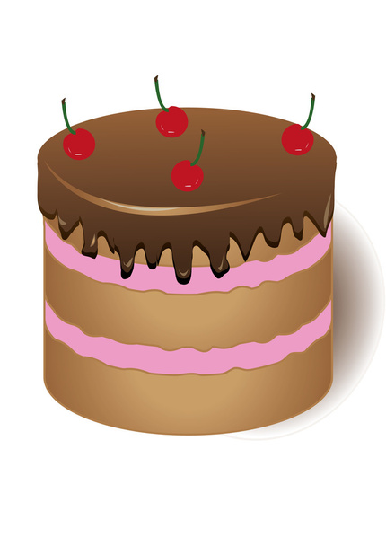 Cherry Cake vector drawing - Vetor, Imagem