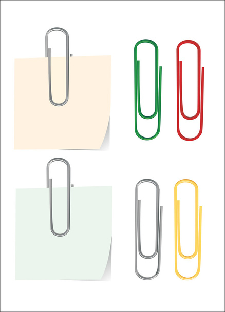 Vector sticky note with paper clip - Vettoriali, immagini