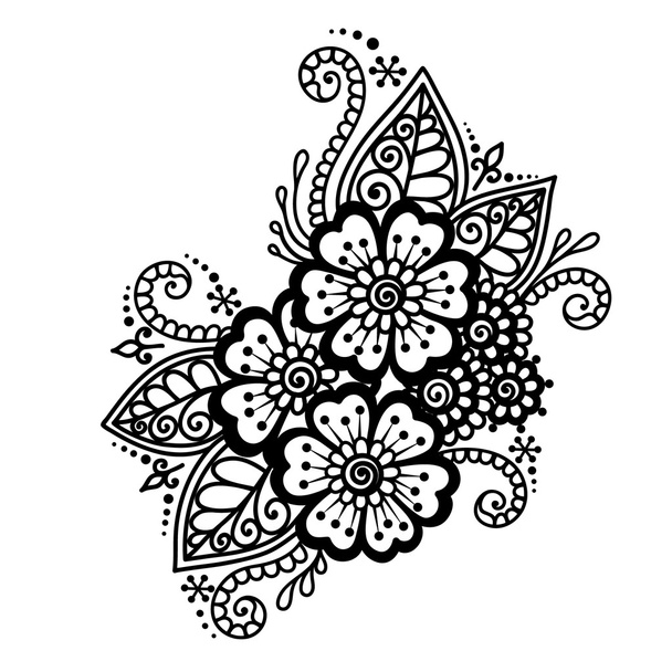 Hand-Drawn Abstract Henna Mehndi Flower Ornament - Vektori, kuva