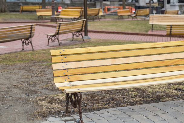 Scattered Yellow Benches - Photo, Image