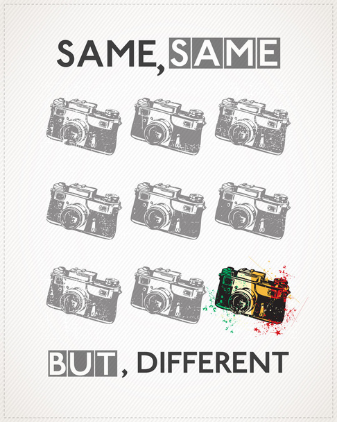 古いカメラと同じで、同じ、本文のポスターが、異なる - ベクター画像