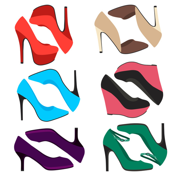 Set de chaussures avec talons pour les femmes isolées sur fond blanc. Illustration vectorielle
 - Vecteur, image