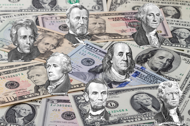 Seven presidents on the dollar background - Valokuva, kuva