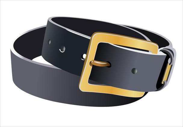 Men's leather belt isolated on white - Vector, Imagen