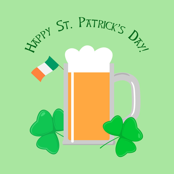 Saint Patricks Günü tebrik kartı bira ile - Vektör, Görsel