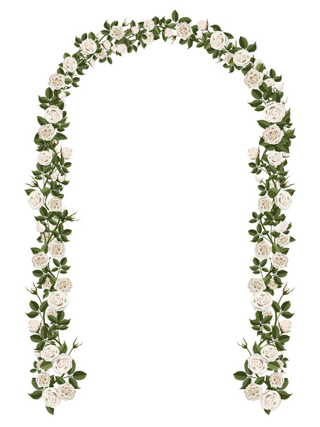 Arch of white climbing roses - Διάνυσμα, εικόνα