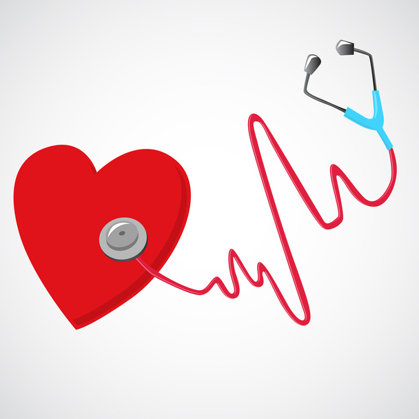 kalp ve kalp simgesi olan bir stetoskop - Vektör, Görsel