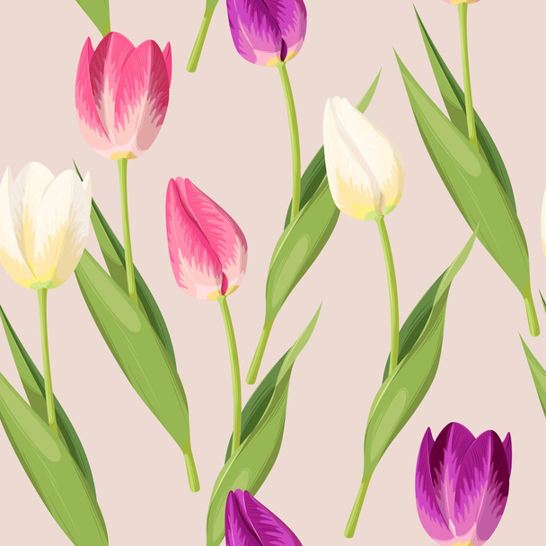 Vintage tulip seamless - Вектор,изображение
