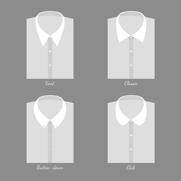 Σειρά από τέσσερις παραλλαγές αντρικό πουκάμισο με κολάρα - Διάνυσμα, εικόνα