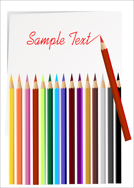 Color pencils set on white background. - Vector, afbeelding