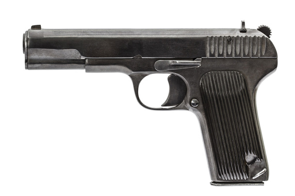 Pistola automática, isolada sobre fundo branco
 - Foto, Imagem