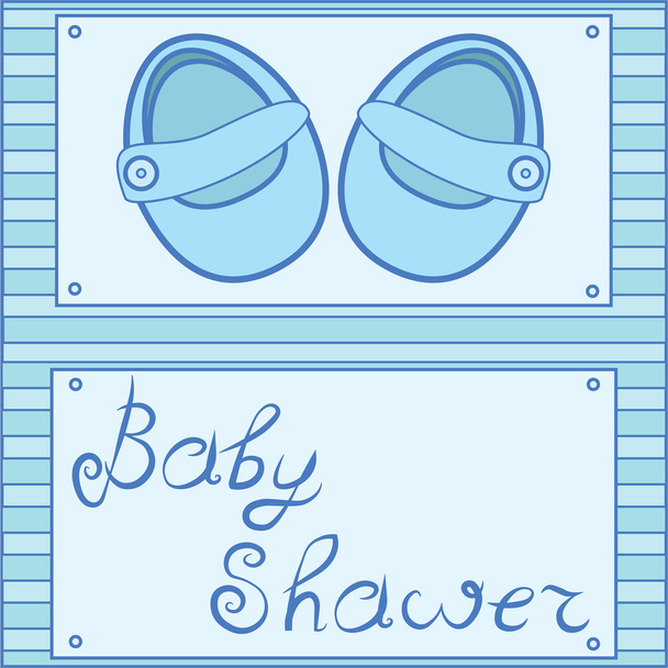 vektor baba cipő ikon, baby shower kártya - Vektor, kép