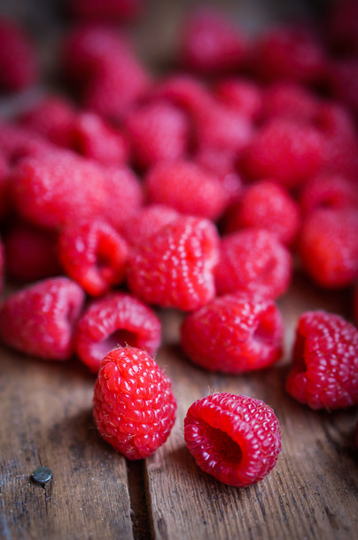Closeup of fresh picked raspberries - Photo, Image