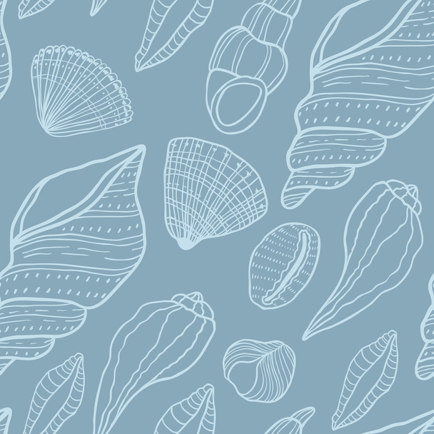 Seashells seamless vector pattern. Beautiful nature textures and lines. - Vecteur, image