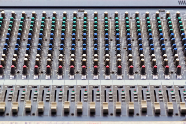 Audio Mixing Console Closeup in selective focus. - Photo, Image