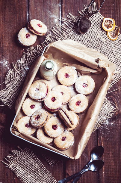 cookies with cherry filling in the box - Photo, Image