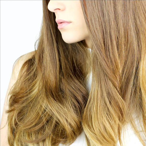 részlet az egészséges szőke hosszú hullámos haj - Fotó, kép