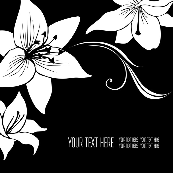 Vector stylish black floral background - Vector, imagen