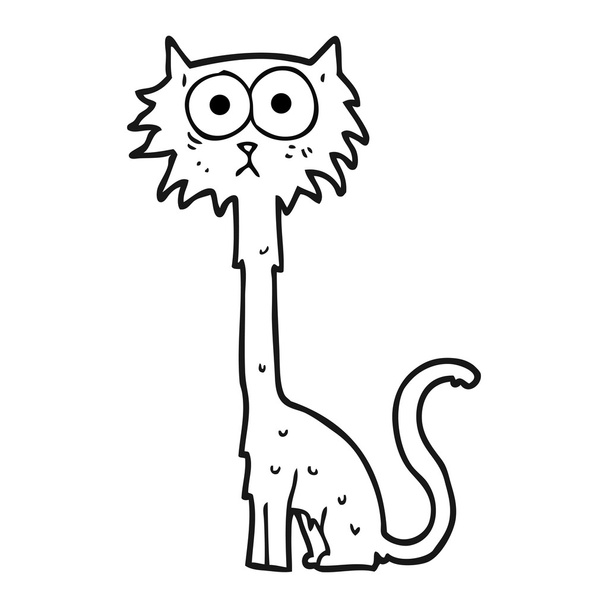 fekete-fehér rajzfilm macska - Vektor, kép