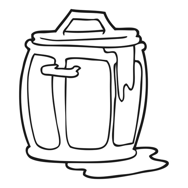negro y blanco dibujos animados sucio cubo de basura
 - Vector, imagen