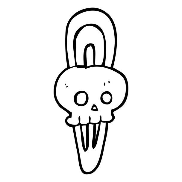 black and white cartoon skull hairclip - Vector, Image
